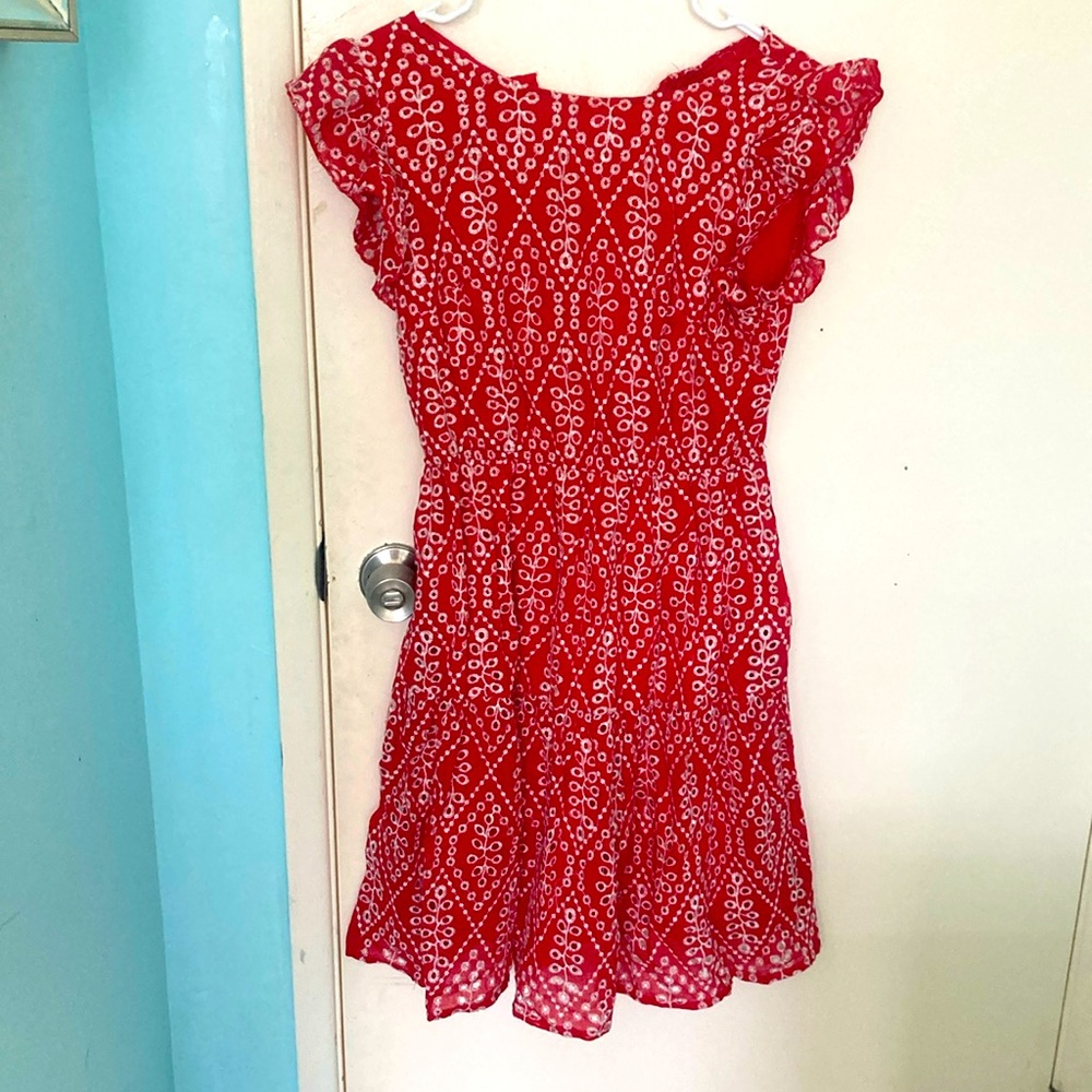 Red and white eye lit dress